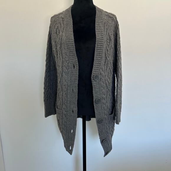 Zara Knit Cardigan, Oversized Chunky, Gray, Size Medium - Picture 1 of 6